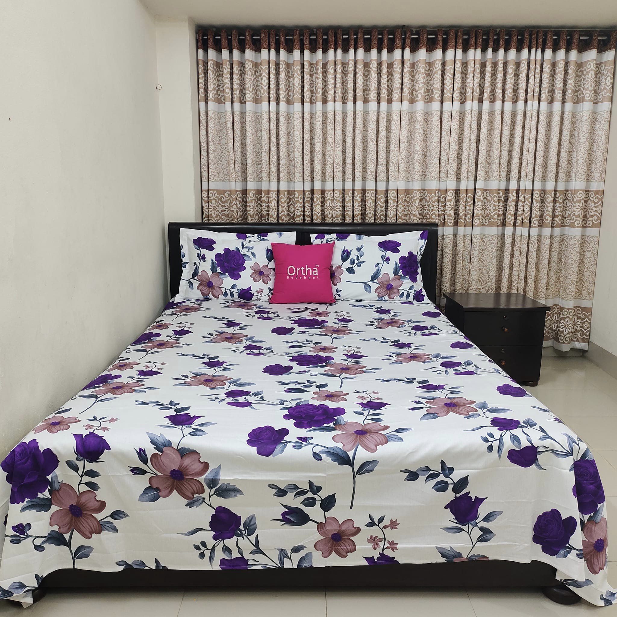 Luxury Twill Cotton Ortha Bedsheet – Purple Rose